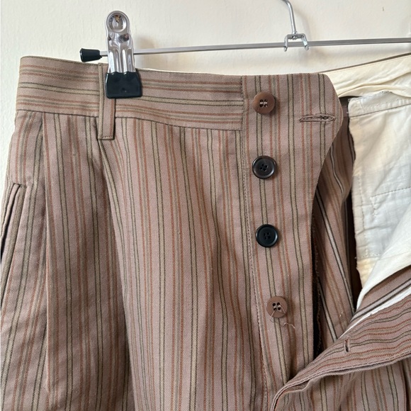 Romeo Gigli cotton pleated trousers Women's brown striped - Picture 5 of 11